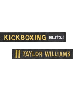Blitz Personalised Black Belt - Customised Two Ends
